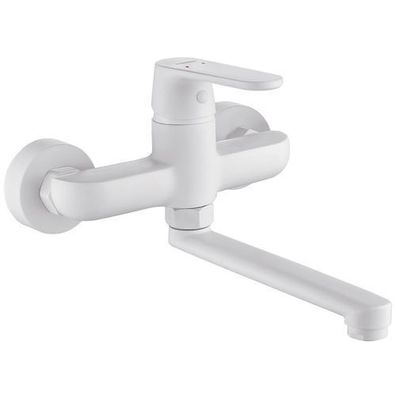 Waschtischarmatur Wasserhahn Wand DIMA Mischbatterie für Badezimmer in Weiß