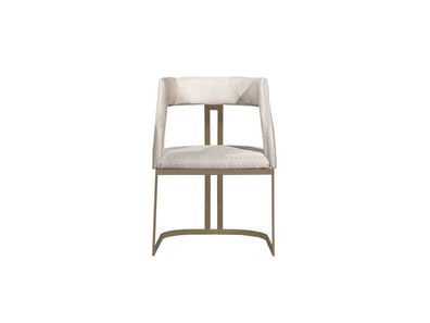 Designer Luxus Modern Esszimmer Weiß Stuhl Stühle Sitz Lehn Beige Metall