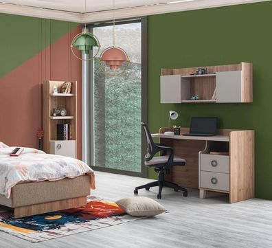 Braun Schreibtisch Designer Jugendzimmer Bücherregal Holz Luxus Möbel Hochwertig