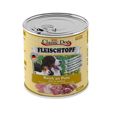 Classic Dog Adult Fleischtopf Pur Reich an Pute 12 x 800g
