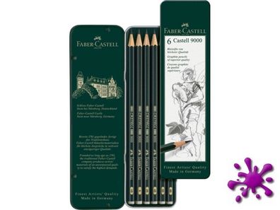 Faber Castell Bleistift 9000 - 6er Set im Metalletui