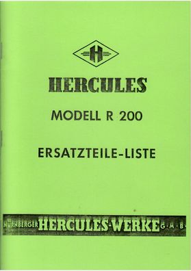 Ersatzteilliste Hercules Modell R 200 R 200 Roller, Motorroller, Oldtimer