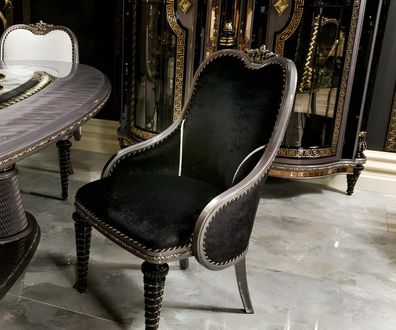 Schwarz Esszimmer 1-er Stuhl Designer Küchenstuhl Moderne Polsterstühle