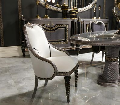 Weißer Esszimmer 1 Stuhl Designer Küchenstuhl Moderne Hochwertig Polsterstühle