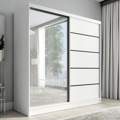 Schwebetürenschrank NERO 2, 2-türig Schrank 200 cm mit Spiegel