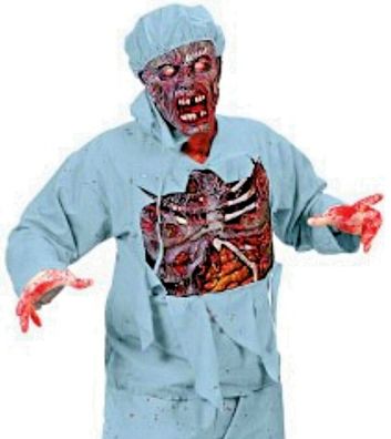 3D Halloween 6 Teilig Walking Dead Chirurg Doktor Zombie Mens Kostüm + Maske