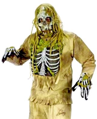 3D Halloween 4Tlg Walking Dead Swamp Sumpf Ghost Zombie Monster Kostüm + Maske