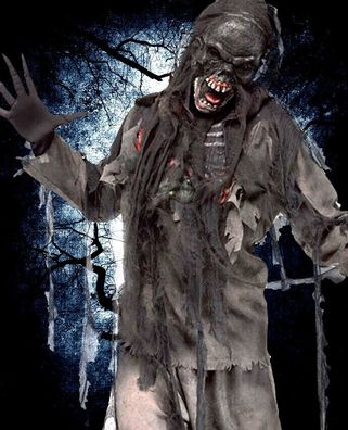 4 Tlg Halloween Walking Dead Verbrannter Toter Zombie 3D Mens Kostüm 48-56