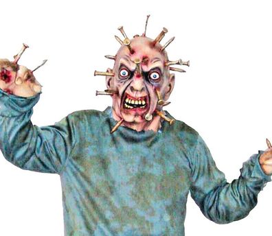 Halloween Horror Scary 3 Tlg Genagelter Spikes Zombie 3D Mens Kostüm Ghost