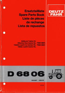 Ersatzteilliste für den Deutz Fahr Traktor D 6806 Deutsch