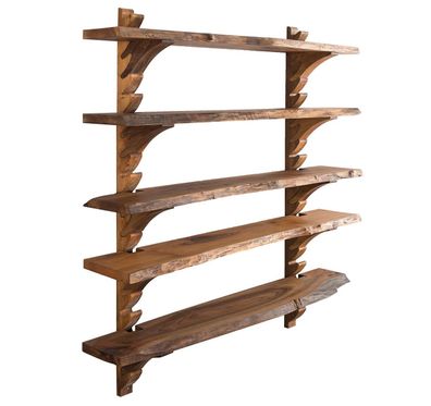 Das Regal ist aus Holz gefertigt und sieht stilvoll und modern aus