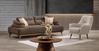 Wohnzimmerset 2 tlg Sofa 3 + 1 Sitzer im klassischen Stil
