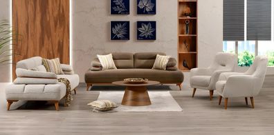 Wohnzimmer Set 4 Teile Sofa 3 + 3 + 1 + 1 Sitzer sieht luxuriös und gemütlich