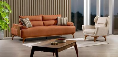 Wohnzimmerset 2 Stück Sofa 3 + 1 Sitzer geeignet für langen Urlaub