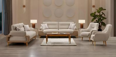 Wohnzimmer Set 4 tlg Sofas 3 + 3 + 1 + 1 Sitzer gibt dem Interieur Wärme