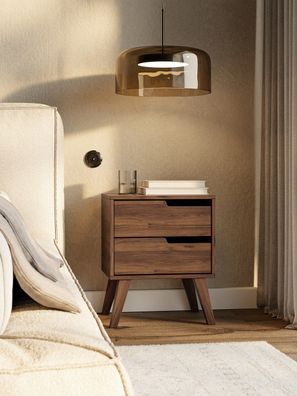 Nachttisch Nordelo Nachtschrank, Holzoptik, Nachtkommode, Stauraum