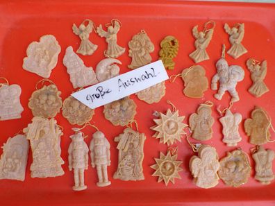 alte Christbaumanhänger Wachsfiguren Krippe Engel Weihnachtsmann Nußknacker