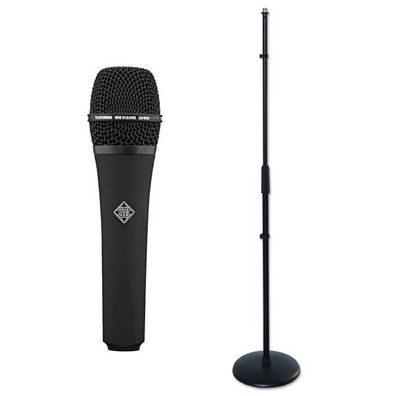 Telefunken Mikrofon M80 schwarz mit Mikrofonständer gerade
