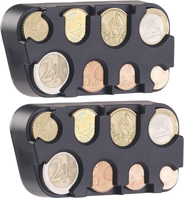 NEU 2er Set Kleingeldbox Sortierer Spender für Wechselgeld Kleingeld Münzen Euro