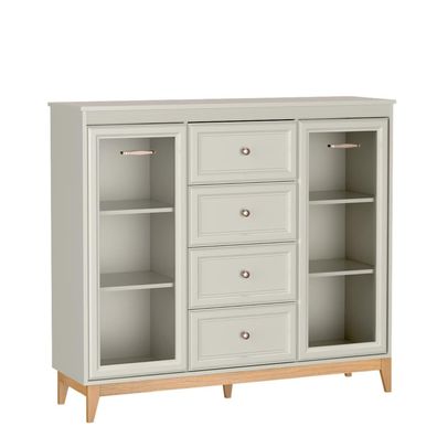 BETTSO Zweitürige Vitrine Windsor mit Schubladen, in einem klassischen Kaschmir