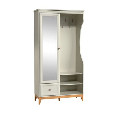 BETTSO Eintüriger Kleiderschrank Windsor mit Spiegel und Schublade in Kaschmir