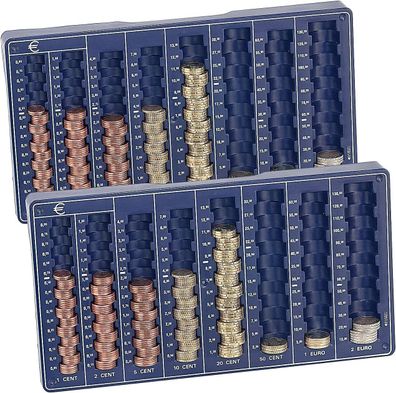 NEU 2er Set Münzzählbrett Münzsortierer Euro Cent für Flohmarkt Verein Schule