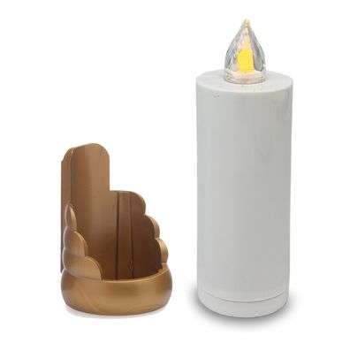 2 LED Grabkerzen Flackereffekt lange Brenndauer Trauerlicht weiß Gold