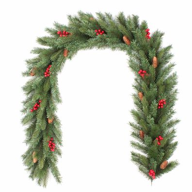 Tannengirlande 30cm mit Zapfen & Beeren - Indoor & Outdoor 2m Grün