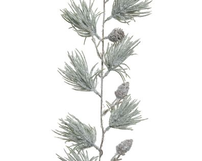 Kiefergirlande 16cm künstlich mit Zapfen & Schnee 1,8m Grün / Weiß