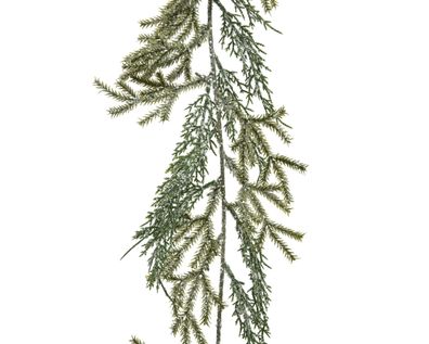 Zypressen & Zedern Girlande künstlich Spritzguss 1,8m Grün beschneit