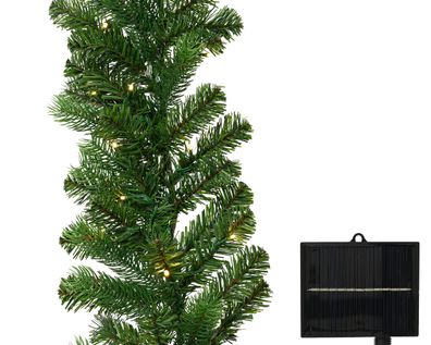LED Solar Tannengirlande künstlich 2,7m Outdoor Grün / Warmweiß
