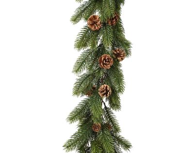Künstliche Tannengirlande 1,8m mit Tannenzapfen Grün / Braun