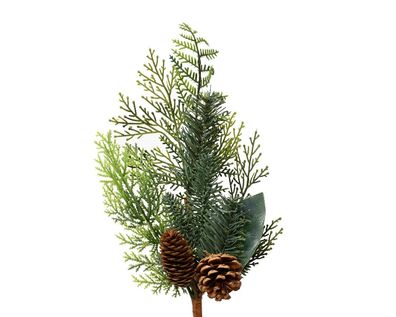 Tannenzweig künstlich mit Tannenzapfen 53cm grün braun