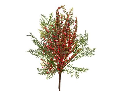 Künstlicher Beerenzweig 50cm mit roten Beeren Grün / Rot