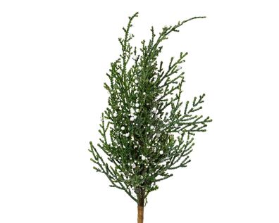 Künstlicher Zweig 27cm mit weißen Beeren Grün / Weiß