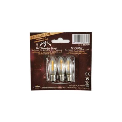 LED-Ersatzlampe/ Riffelkerze für 7-flammige Lichterbögen 34 V, 0,2 W 3er-Blister