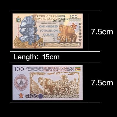 100 Yottalillion Dollars/ Banknote Zimbabwe/ Bankfrisch unzirkuliert(Zimb20102563)