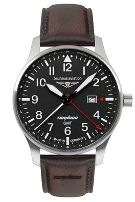 Bauhaus Herrenarmbanduhr Aviation GMT Tornado Braun/Schwarz 2744-2