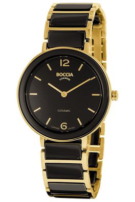 Boccia Damenuhr Titan Schwarz/Goldfarben 3311-04