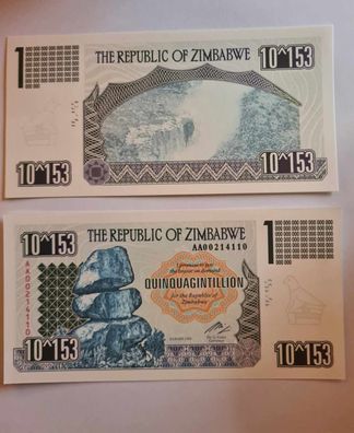 Quinquagintilion 10^153 Banknote/ Zimbabwe/Simbabwe/ /(Zim20102572)