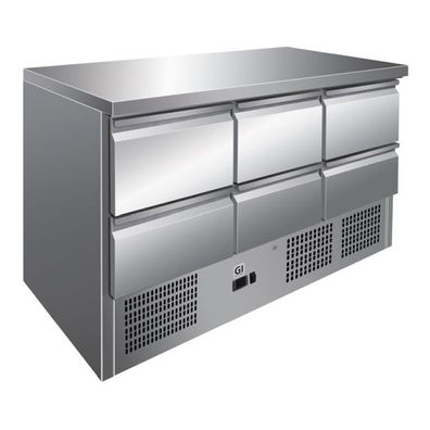 Gastro-Inox Kühltisch mit 6 Schubladen aus Edelstahl 1365x700x860mm