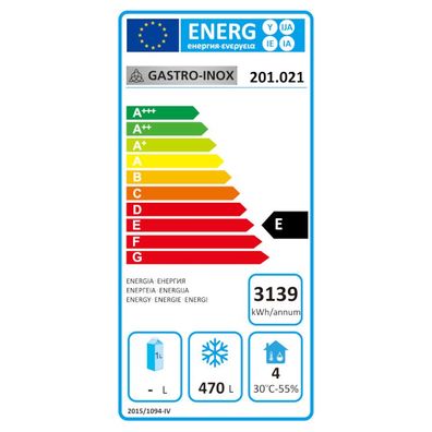 Gastro-Inox Gefrierschrank mit 1 Türe 4 Roste aus Edelstahl 600 Liter