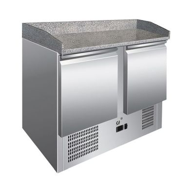 Gastro-Inox Kühltisch mit Marmor-Arbeitsplatte und 2 Türen aus Edelstahl 900x700x
