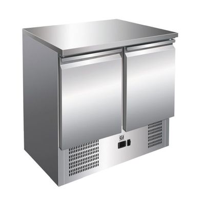 Gastro-Inox Kühltisch mit 2 Türen 2 Böden und Umluft aus Edelstahl 900x700x860mm