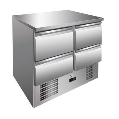 Gastro-Inox Kühltisch mit 4 Schubladen und Umluft aus Edelstahl 900x700x860mm