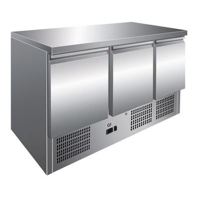 Gastro-Inox Kühltisch mit 3 Türen 3 Böden und Umluft Edelstahl 1365x700x860mm