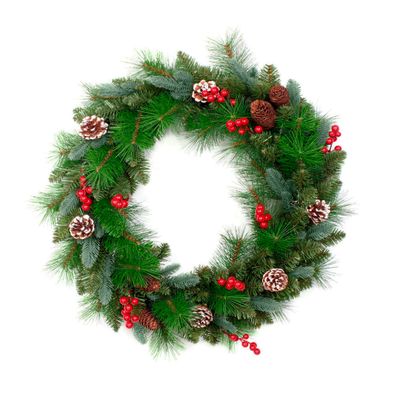 Tannenkranz künstlich 50cm mit Zapfen und Beeren