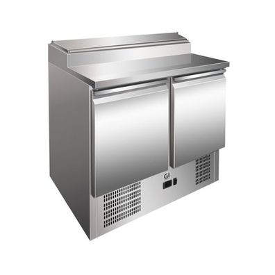 Gastro-Inox Saladette mit 2 Türen 2 Böden und 5X GN16 Edelstahl 900x700x860mm