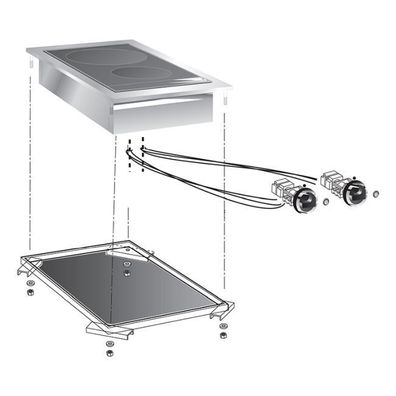 Gastro Inox Einbau-Kochfeld mit 2 Platten aus Edelstahl AISI304 400x600x75mm