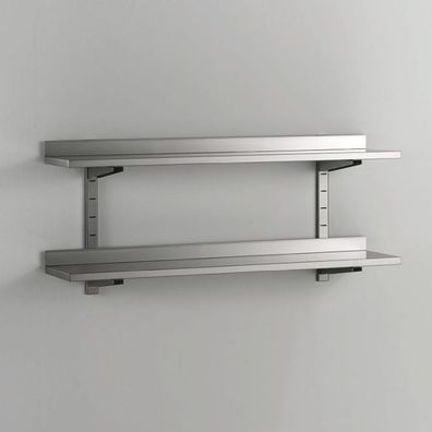 Gastro-Inox Wandregal aus Edelstahl 2 Böden mit Befestigungsmaterial 1000x400mm